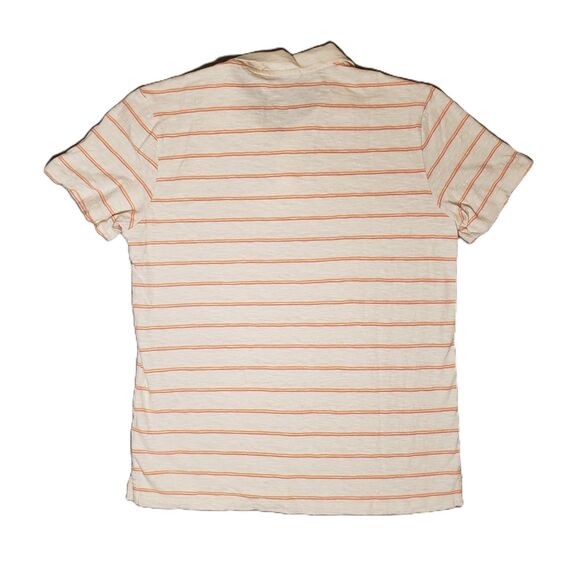 Marine Layer Heavy Slub Polo Shirt Mens M Cream Off White Warm Stripe Summer - Picture 2 of 7